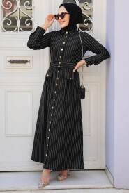 Modest Black Maxi Dress 23051S - 1