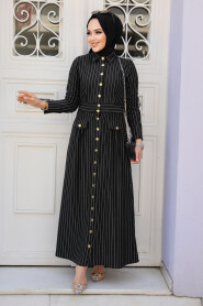 Modest Black Maxi Dress 23051S - 3