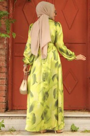 Modest Oil Green Long Sleeve Dress 23424YY - 3