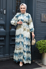 Modest Oil Green Long Sleeve Dress 23931YY - 2