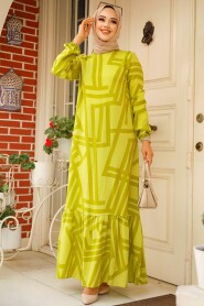 Modest Oil Green Maxi Dress 15720YY - 3