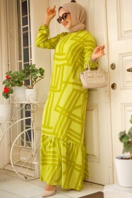 Modest Oil Green Maxi Dress 15720YY - 2