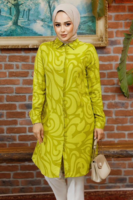 Modest Oil Green Tunic 11711YY - NEVA STYLE