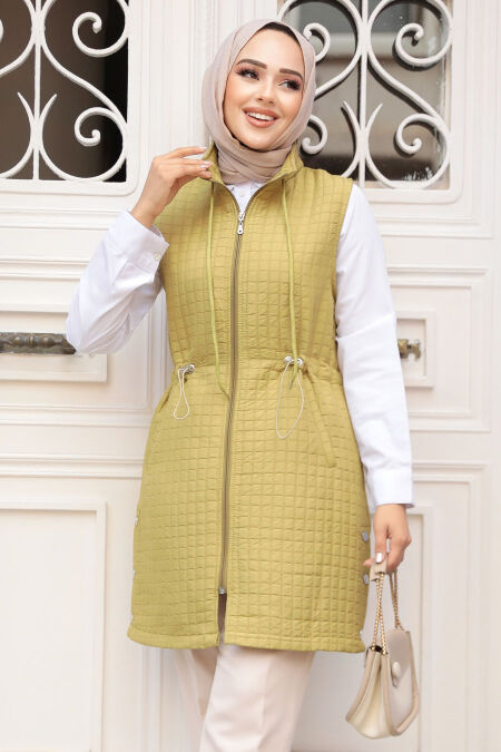 Modest Oil Green Vest 80251YY - NEVA STYLE