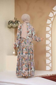 Modest Orange Floral Dress 235805T - 3