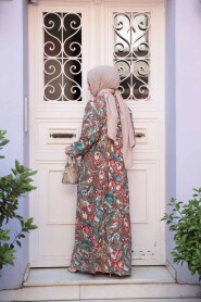 Modest Orange Floral Maxi Dress 23585T - 3