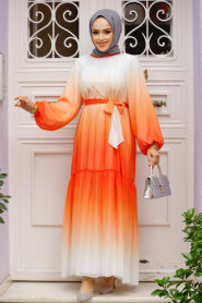 Modest Orange Long Dress 12536T - 2