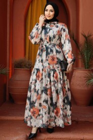 Modest Orange Maxi Dress 60892T - 3