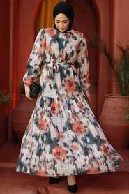 Modest Orange Maxi Dress 60892T - 1