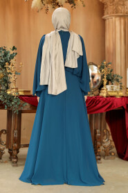 Modest Petrol Blue Bridesmaid Dress 25891PM - 3
