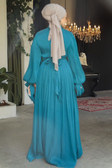 Modest Petrol Blue Evening Dress 25890PM Neva style