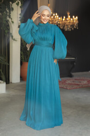 Modest Petrol Blue Evening Dress 25890PM - 1