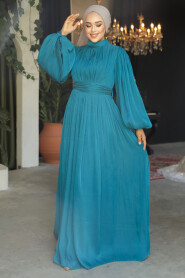 Modest Petrol Blue Evening Dress 25890PM - 2