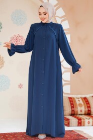 Modest Petrol Blue Plus Size Abaya 45275PM - 1