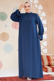 Modest Petrol Blue Plus Size Abaya 45275PM - 3