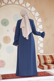 Modest Petrol Blue Plus Size Abaya 45275PM - 5