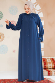 Modest Petrol Blue Plus Size Abaya 45275PM - 2