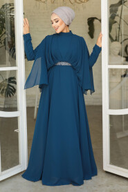 Modest Petrol Green Bridesmaid Dress 25891PY - 1