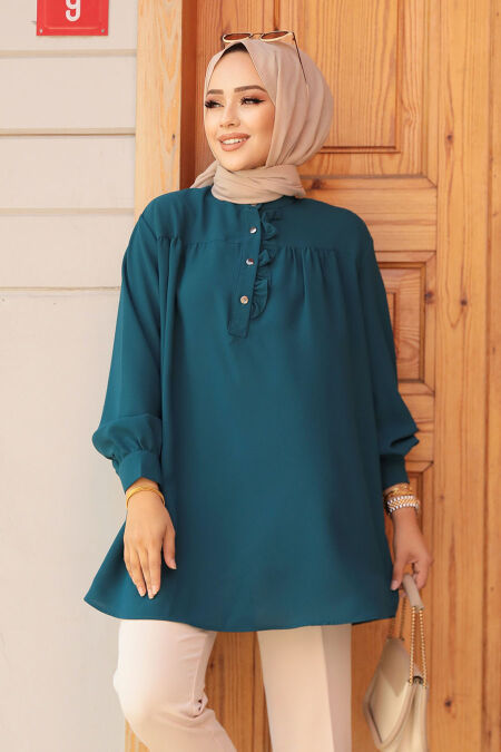 Modest Petrol Green Top 19026PY - NEVA STYLE
