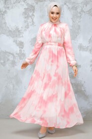 Modest Pink Chiffon Dress 34469P 