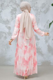 Modest Pink Chiffon Dress 34469P - 5