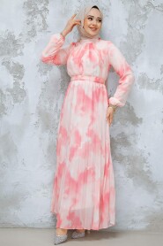 Modest Pink Chiffon Dress 34469P - 3