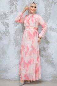 Modest Pink Chiffon Dress 34469P - 4