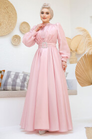 Modest Pink Evening Gown 45295P - 6