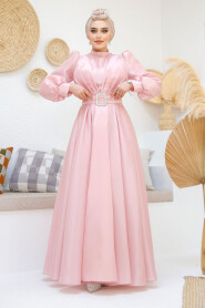 Modest Pink Evening Gown 45295P - 5