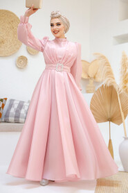 Modest Pink Evening Gown 45295P - 2