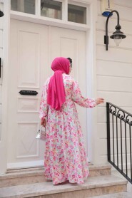 Modest Pink Floral Dress 19034P - 3