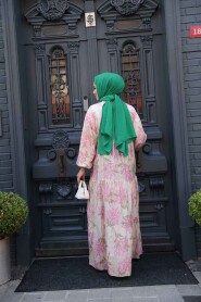 Modest Pink Floral Dress 710502P - 5