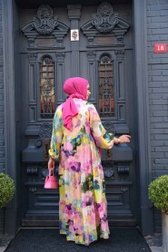 Modest Pink Floral Dress 710506P - 4