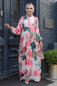 Modest Pink Maxi Dress 18236P - 3