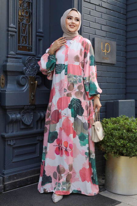 Modest Pink Maxi Dress 18236P - NEVA STYLE