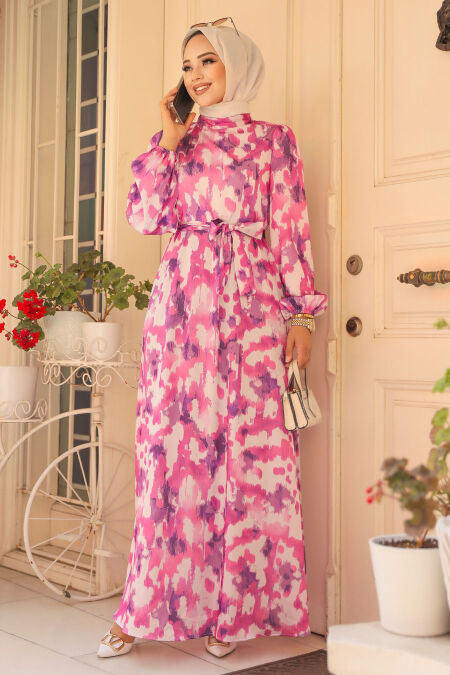 Modest Pink Maxi Dress 23423P - NEVA STYLE
