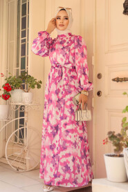 Modest Pink Maxi Dress 23423P - 1