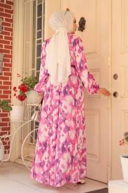 Modest Pink Maxi Dress 23423P - 4