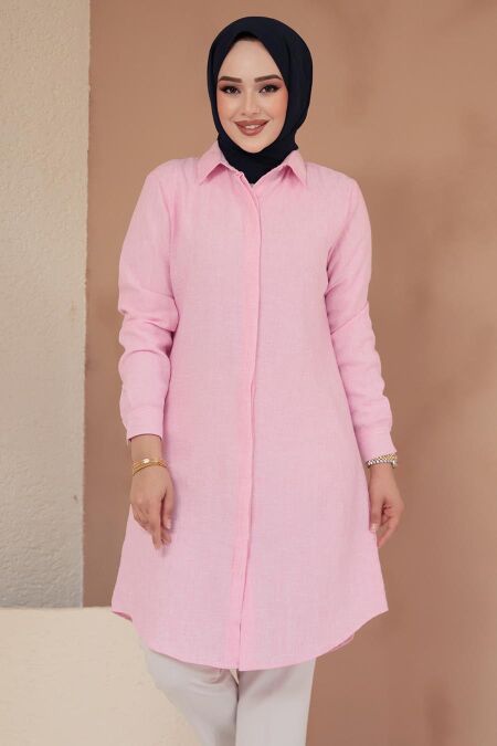Modest Pink Plus Size Tunic 11734P - NEVA STYLE