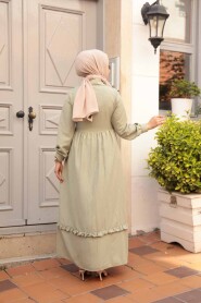 Modest Pistachio Green Long Dress 6205FY - 3