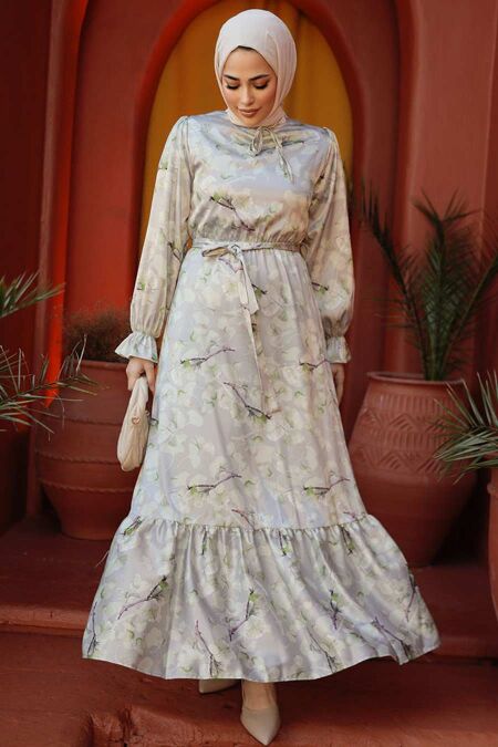 Modest Pistachio Green Long Sleeve Dress 60901FY - NEVA STYLE