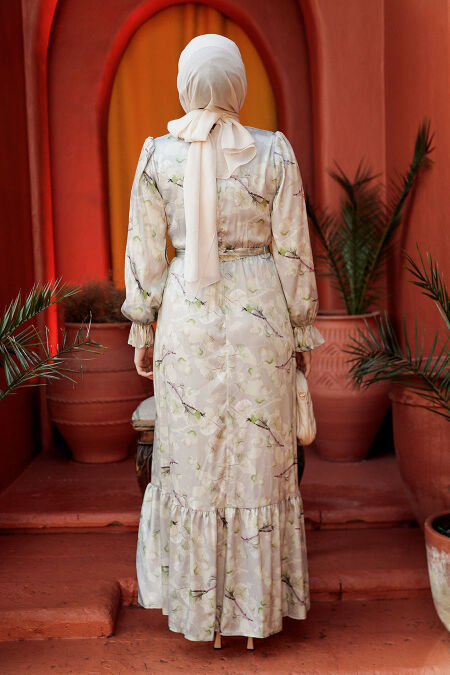 Modest Pistachio Green Long Sleeve Dress 60901FY - Neva-style.com