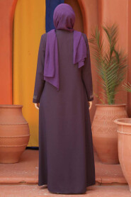 Modest Plum Color Abaya For Women 26331MU - 2