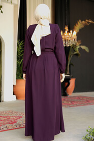 Modest Plum Color Abaya For Women 62601MU - 3
