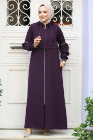 Modest Plum Color Abaya For Women 62602MU - 2