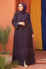 Modest Plum Color Dubai Abaya 2634MU - 2