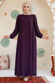 Modest Plum Color Dubai Abaya 45283MU 