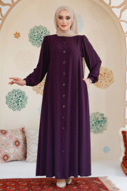 Modest Plum Color Dubai Abaya 45283MU - 2