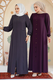 Modest Plum Color Dubai Abaya 45283MU - 5
