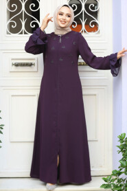 Modest Plum Color Dubai Abaya 520090MU 
